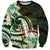 Polynesian Art Tattoo Sweatshirt Plumeria Flowers Green Gradient