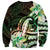 Polynesian Art Tattoo Sweatshirt Plumeria Flowers Green Gradient