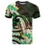 Polynesian Art Tattoo T Shirt Plumeria Flowers Green Gradient