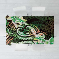 Polynesian Art Tattoo Tablecloth Plumeria Flowers Green Gradient