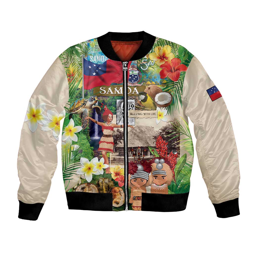 Samoa Culture Bomber Jacket Embracing The Spirit LT05 Unisex Beige - Polynesian Pride