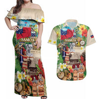 Samoa Culture Couples Matching Off Shoulder Maxi Dress and Hawaiian Shirt Embracing The Spirit