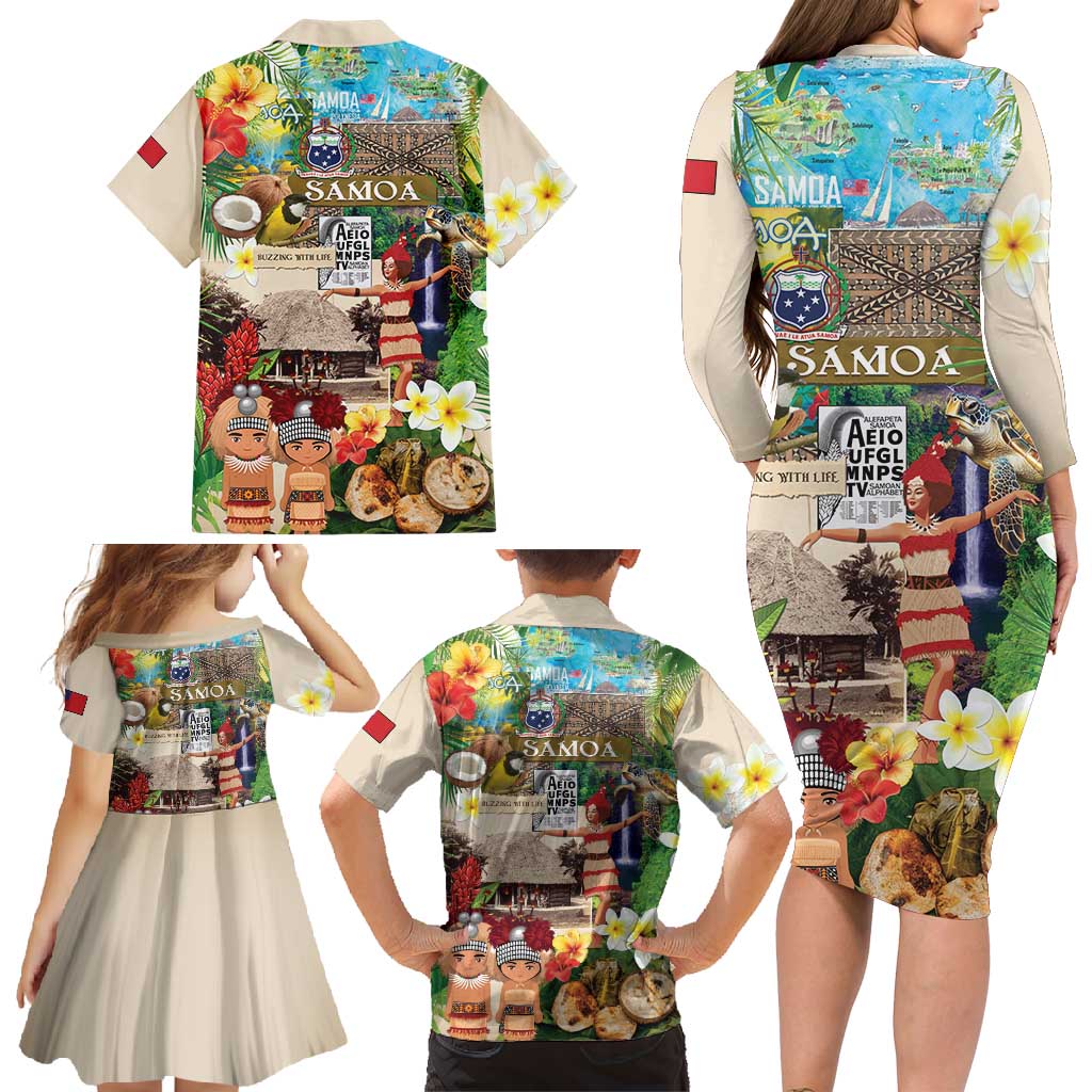 Samoa Culture Family Matching Long Sleeve Bodycon Dress and Hawaiian Shirt Embracing The Spirit