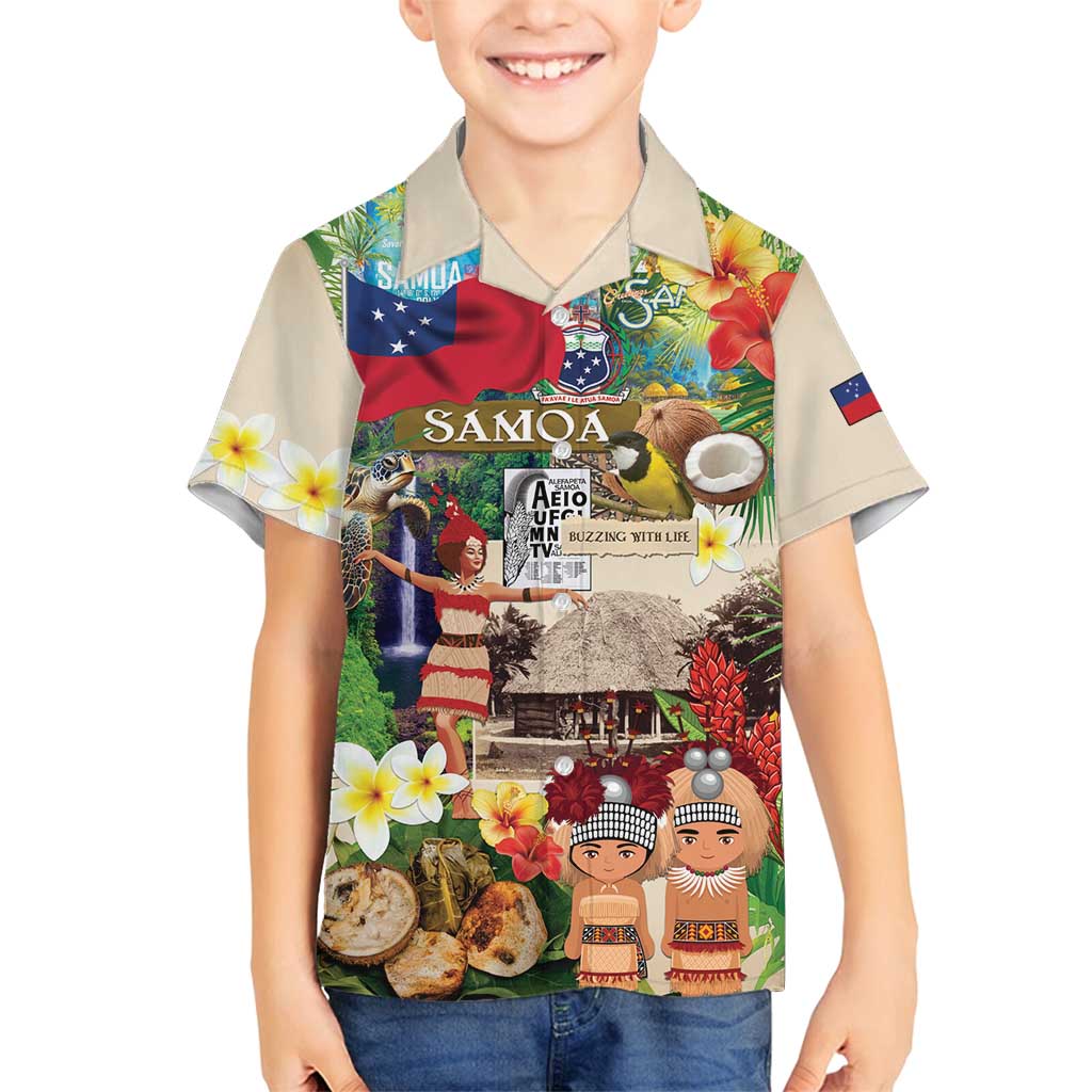 Samoa Culture Family Matching Off Shoulder Short Dress and Hawaiian Shirt Embracing The Spirit