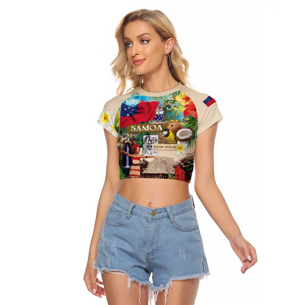 Samoa Culture Raglan Cropped T Shirt Embracing The Spirit LT05 Female Beige - Polynesian Pride