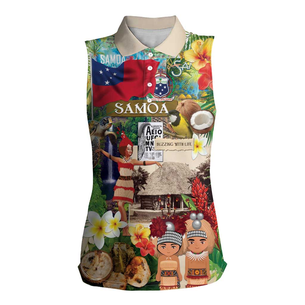 Samoa Culture Women Sleeveless Polo Shirt Embracing The Spirit LT05 Female Beige - Polynesian Pride
