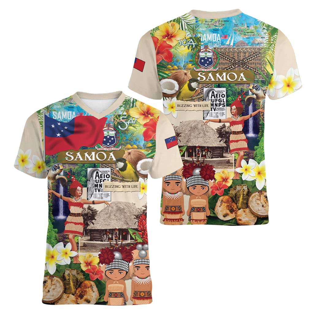 Samoa Culture Women V-Neck T-Shirt Embracing The Spirit
