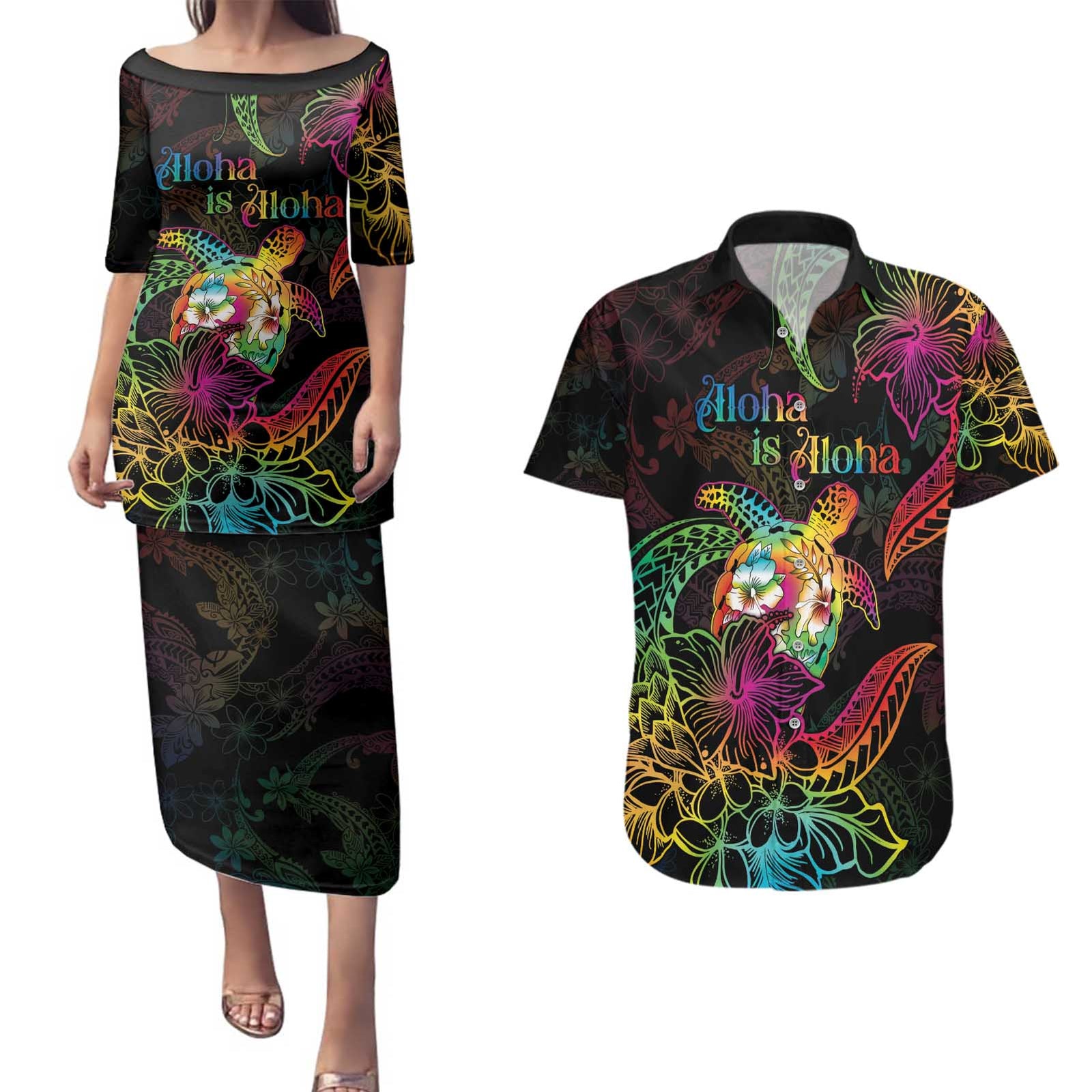 Hawaii Pride Couples Matching Puletasi and Hawaiian Shirt Aloha Is Aloha LT05 Colorful - Polynesian Pride