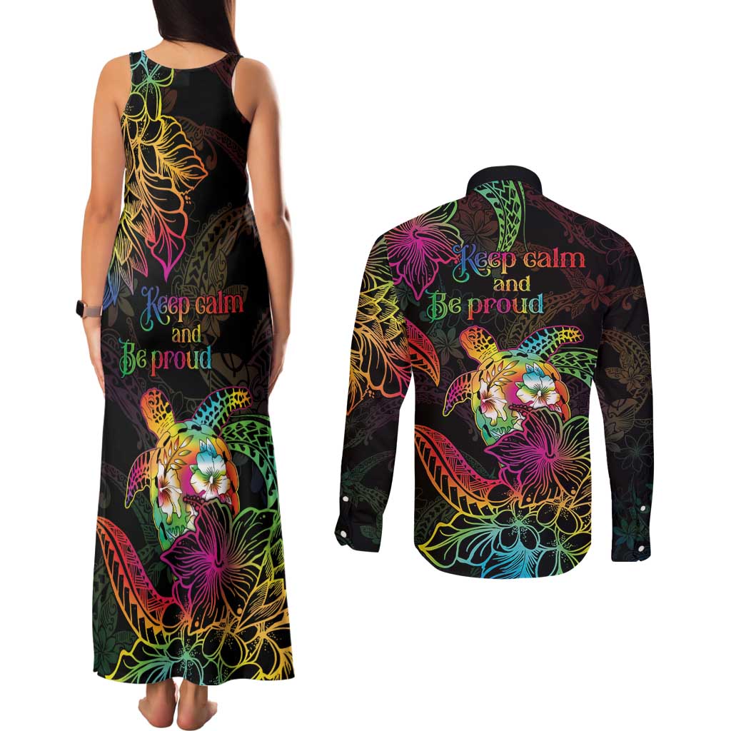 Hawaii Pride Couples Matching Tank Maxi Dress and Long Sleeve Button Shirt Aloha Is Aloha