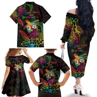 Hawaii Pride Family Matching Off The Shoulder Long Sleeve Dress and Hawaiian Shirt Aloha Is Aloha