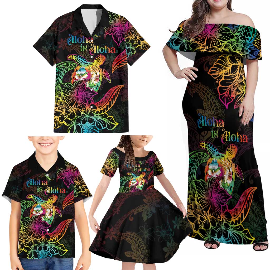 Hawaii Pride Family Matching Off Shoulder Maxi Dress and Hawaiian Shirt Aloha Is Aloha