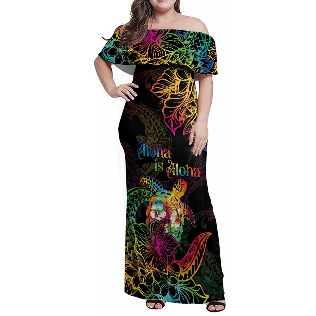 Hawaii Pride Family Matching Off Shoulder Maxi Dress and Hawaiian Shirt Aloha Is Aloha