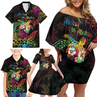 Hawaii Pride Family Matching Off Shoulder Short Dress and Hawaiian Shirt Aloha Is Aloha