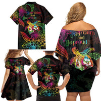 Hawaii Pride Family Matching Off Shoulder Short Dress and Hawaiian Shirt Aloha Is Aloha