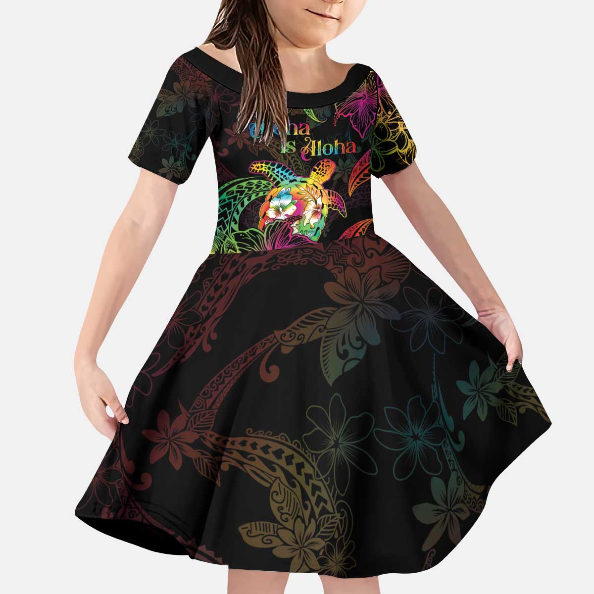 Hawaii Pride Kid Short Sleeve Dress Aloha Is Aloha