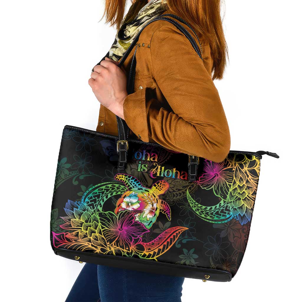 Hawaii Pride Leather Tote Bag Aloha Is Aloha