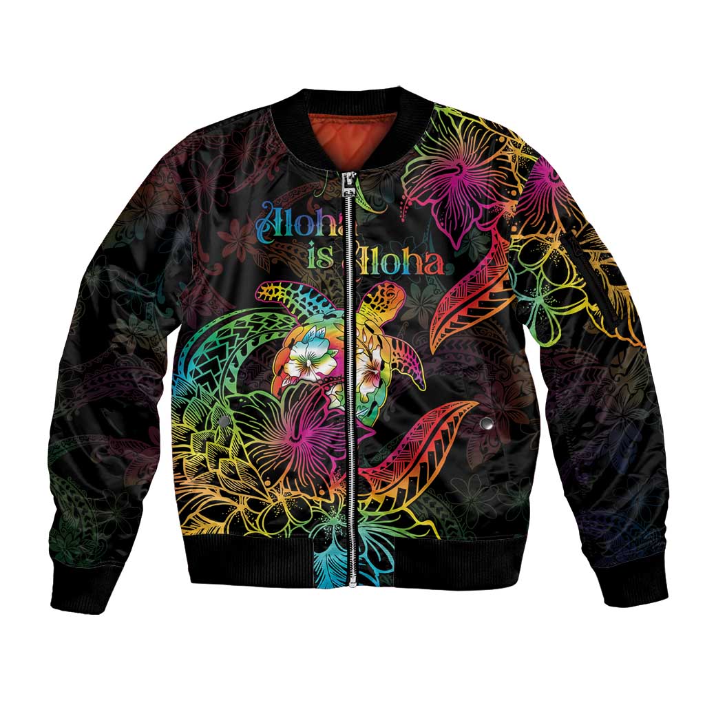 Hawaii Pride Sleeve Zip Bomber Jacket Aloha Is Aloha LT05 Unisex Colorful - Polynesian Pride