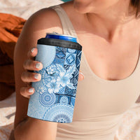 Hawaii Tapa Pattern With Blue Hibiscus 4 in 1 Can Cooler Tumbler