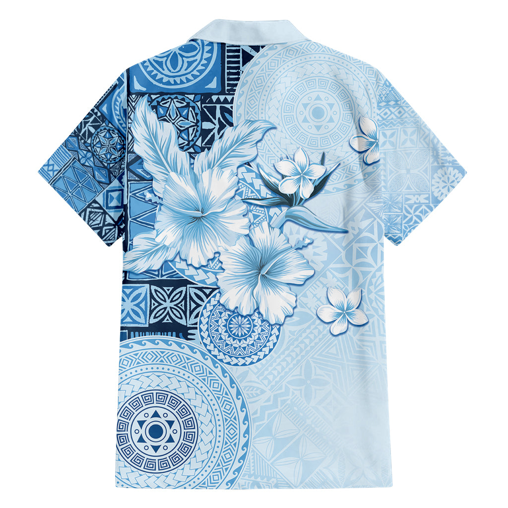 Hawaii Tapa Pattern With Blue Hibiscus Family Matching Summer Maxi Dress and Hawaiian Shirt LT05 - Polynesian Pride