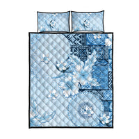 Hawaii Tapa Pattern With Blue Hibiscus Quilt Bed Set LT05 - Polynesian Pride