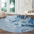 Hawaii Tapa Pattern With Blue Hibiscus Round Carpet
