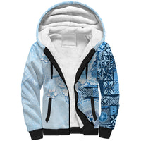 Hawaii Tapa Pattern With Blue Hibiscus Sherpa Hoodie
