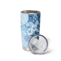 Hawaii Tapa Pattern With Blue Hibiscus Tumbler Cup