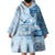 Hawaii Tapa Pattern With Blue Hibiscus Wearable Blanket Hoodie