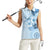 Hawaii Tapa Pattern With Blue Hibiscus Women Sleeveless Polo Shirt