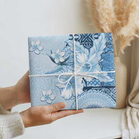 Hawaii Tapa Pattern With Blue Hibiscus Wrapping Paper - Polynesian Pride