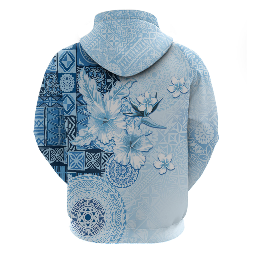 Hawaii Tapa Pattern With Blue Hibiscus Zip Hoodie