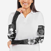 Hawaii Tapa Pattern With Black Hibiscus Arm Sleeves LT05 - Polynesian Pride