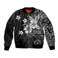 Hawaii Tapa Pattern With Black Hibiscus Bomber Jacket
