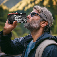 Hawaii Tapa Pattern With Black Hibiscus 4 in 1 Can Cooler Tumbler