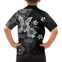 Hawaii Tapa Pattern With Black Hibiscus Family Matching Summer Maxi Dress and Hawaiian Shirt LT05 - Polynesian Pride
