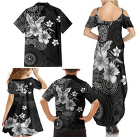 Hawaii Tapa Pattern With Black Hibiscus Family Matching Summer Maxi Dress and Hawaiian Shirt LT05 - Polynesian Pride