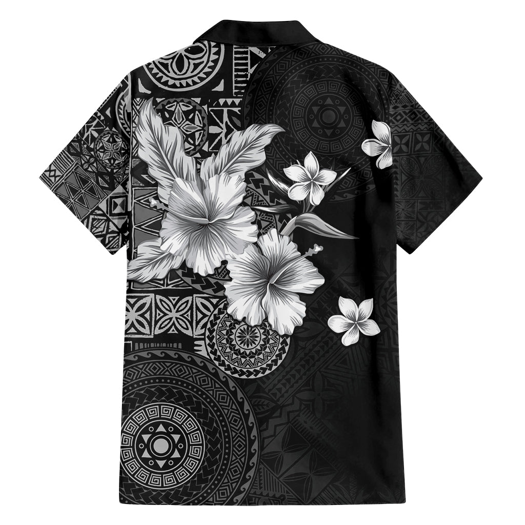 Hawaii Tapa Pattern With Black Hibiscus Family Matching Summer Maxi Dress and Hawaiian Shirt LT05 - Polynesian Pride