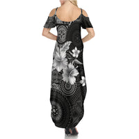 Hawaii Tapa Pattern With Black Hibiscus Family Matching Summer Maxi Dress and Hawaiian Shirt LT05 - Polynesian Pride