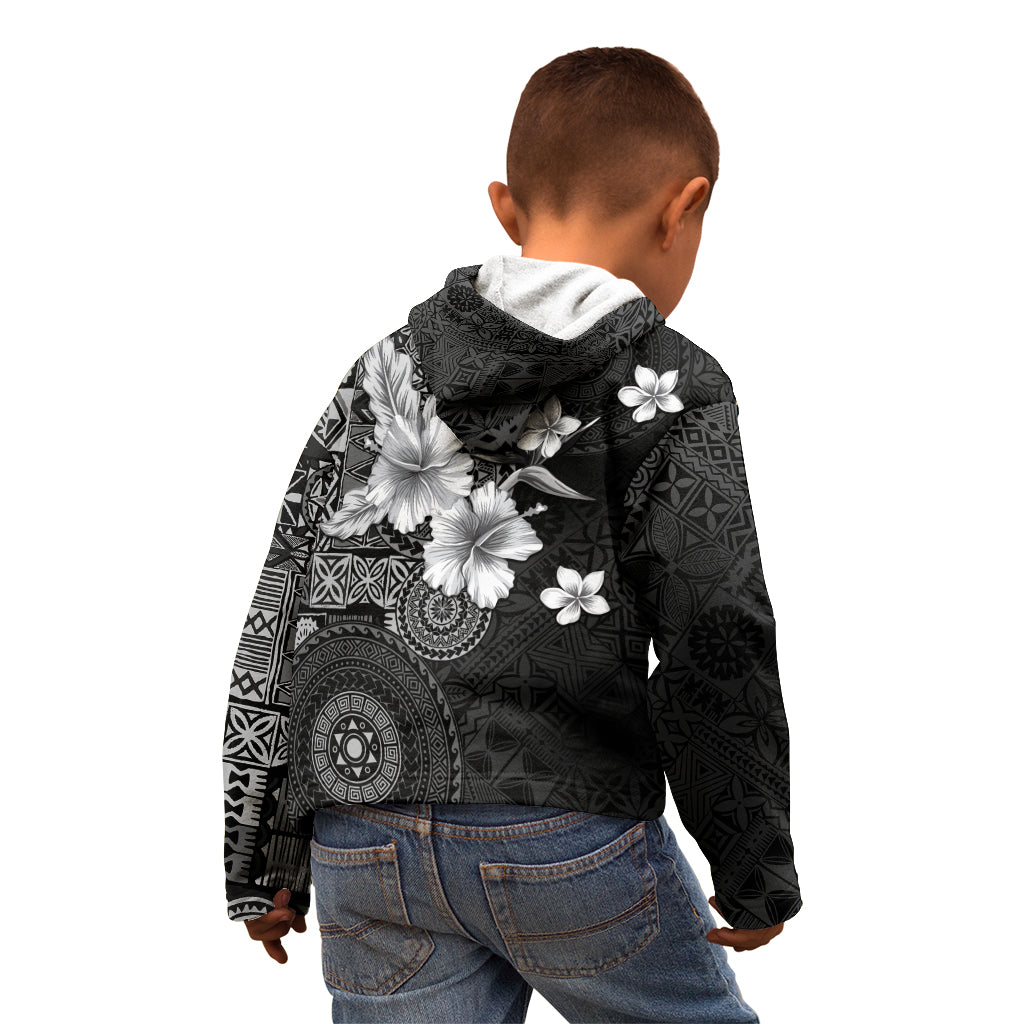 Hawaii Tapa Pattern With Black Hibiscus Kid Hoodie