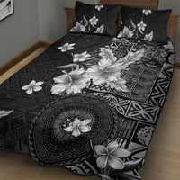 Hawaii Tapa Pattern With Black Hibiscus Quilt Bed Set LT05 - Polynesian Pride