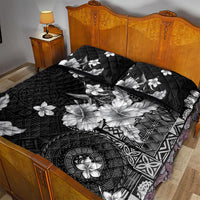 Hawaii Tapa Pattern With Black Hibiscus Quilt Bed Set LT05 - Polynesian Pride