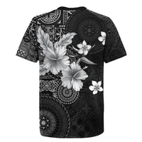 Hawaii Tapa Pattern With Black Hibiscus Rugby Jersey