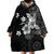 Hawaii Tapa Pattern With Black Hibiscus Wearable Blanket Hoodie