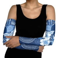 Hawaii Tapa Pattern With Navy Hibiscus Arm Sleeves LT05 - Polynesian Pride