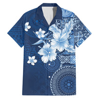 Hawaii Tapa Pattern With Navy Hibiscus Family Matching Mermaid Dress and Hawaiian Shirt