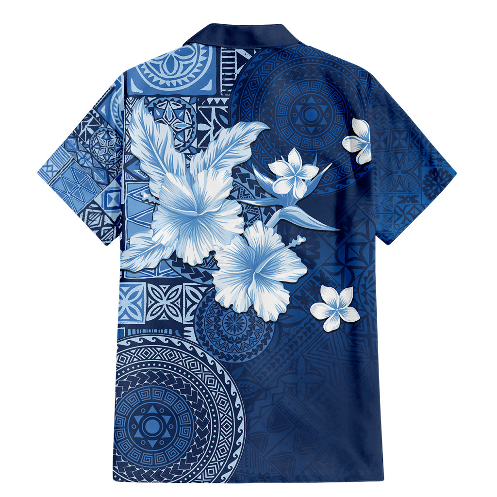 Hawaii Tapa Pattern With Navy Hibiscus Family Matching Mermaid Dress and Hawaiian Shirt