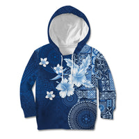 Hawaii Tapa Pattern With Navy Hibiscus Kid Hoodie