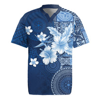 Hawaii Tapa Pattern With Navy Hibiscus Rugby Jersey