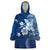 Hawaii Tapa Pattern With Navy Hibiscus Wearable Blanket Hoodie
