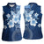 Hawaii Tapa Pattern With Navy Hibiscus Women Sleeveless Polo Shirt